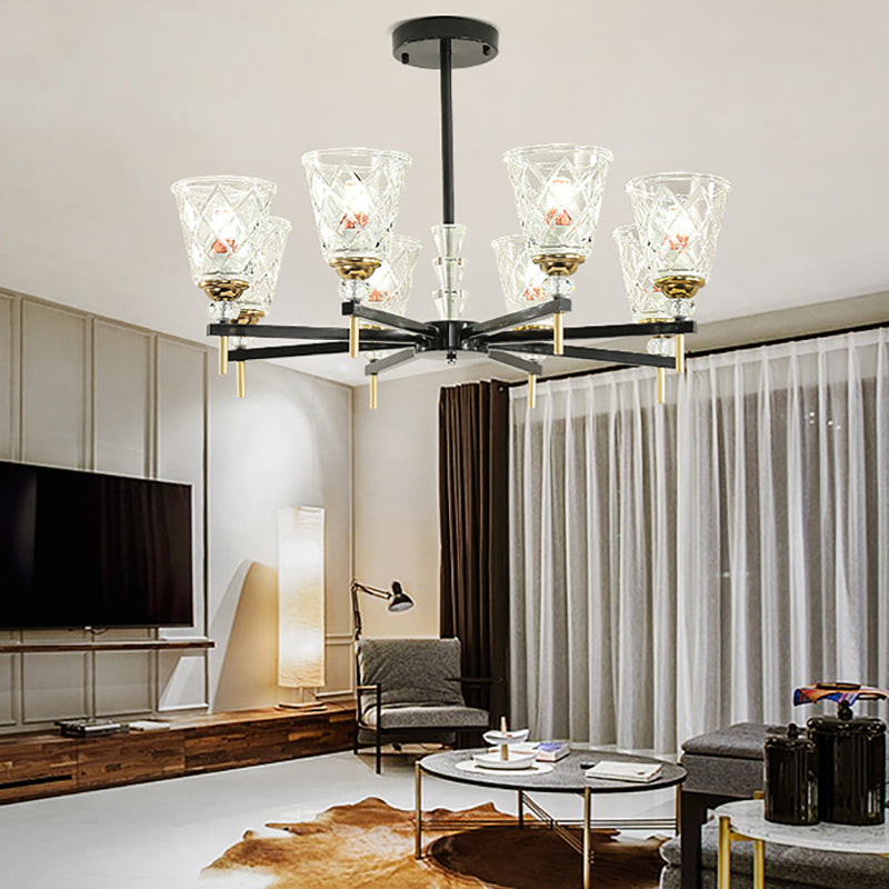 Modern Black Crystal Cone Chandelier - 3/6/8 Lights Bedroom Ceiling Light 8 /