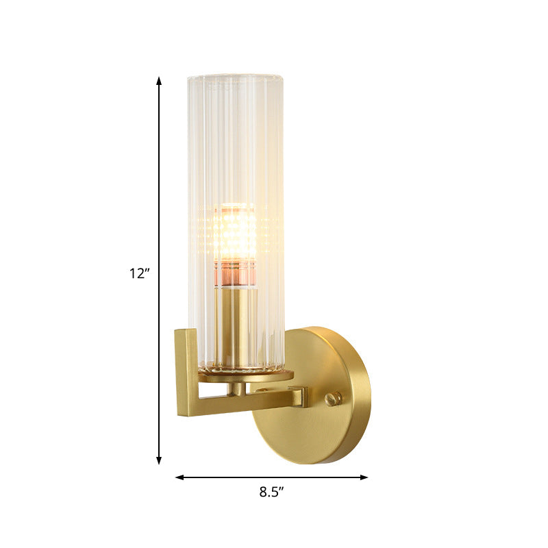 Modern Crystal Wall Sconce With Brass Finish - 1 Light Fixture For Bedroom