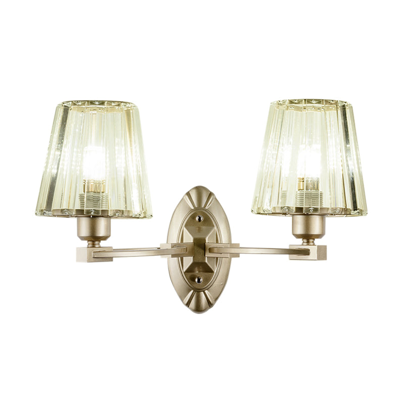 Modern Gold Crystal Wall Sconce With Tapered Flush Mount Nordic Design Ambient Lighting For Bedside