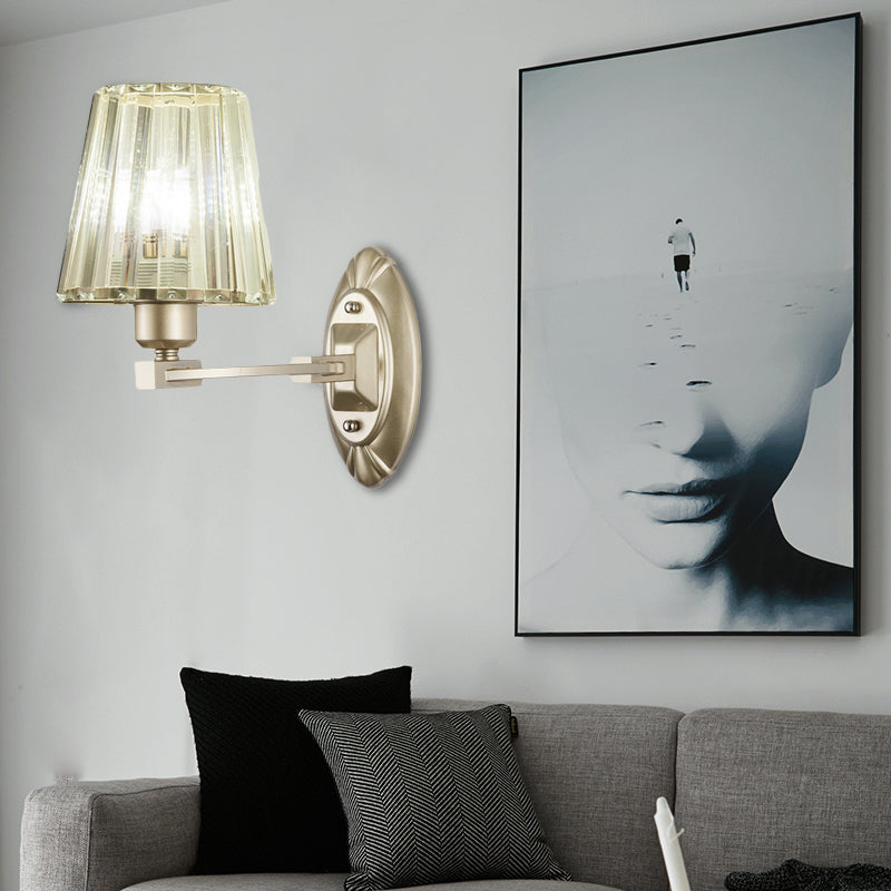 Modern Gold Crystal Wall Sconce With Tapered Flush Mount Nordic Design Ambient Lighting For Bedside