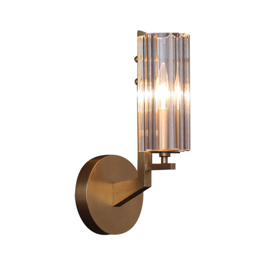 Retro Brass Wall Sconce With Crystal Shade - Stylish Hallway Lighting Fixture