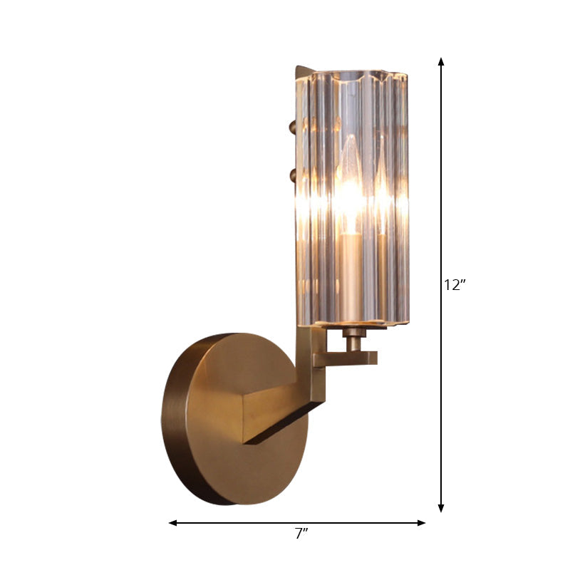 Retro Brass Wall Sconce With Crystal Shade - Stylish Hallway Lighting Fixture