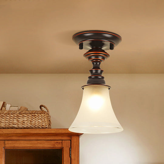 Plafonnier encastré traditionnel en verre dépoli blanc avec motif cloche - 1 lumière pour l'éclairage du salon