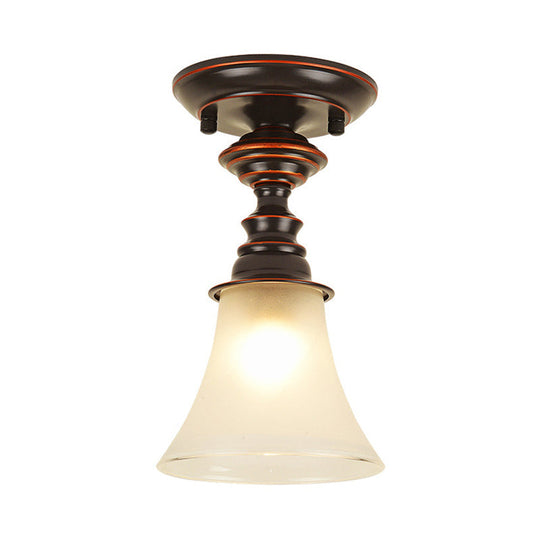 Traditional White Frosted Glass Flush Mount Ceiling Lamp With Bell Design - 1 Light For Living Room