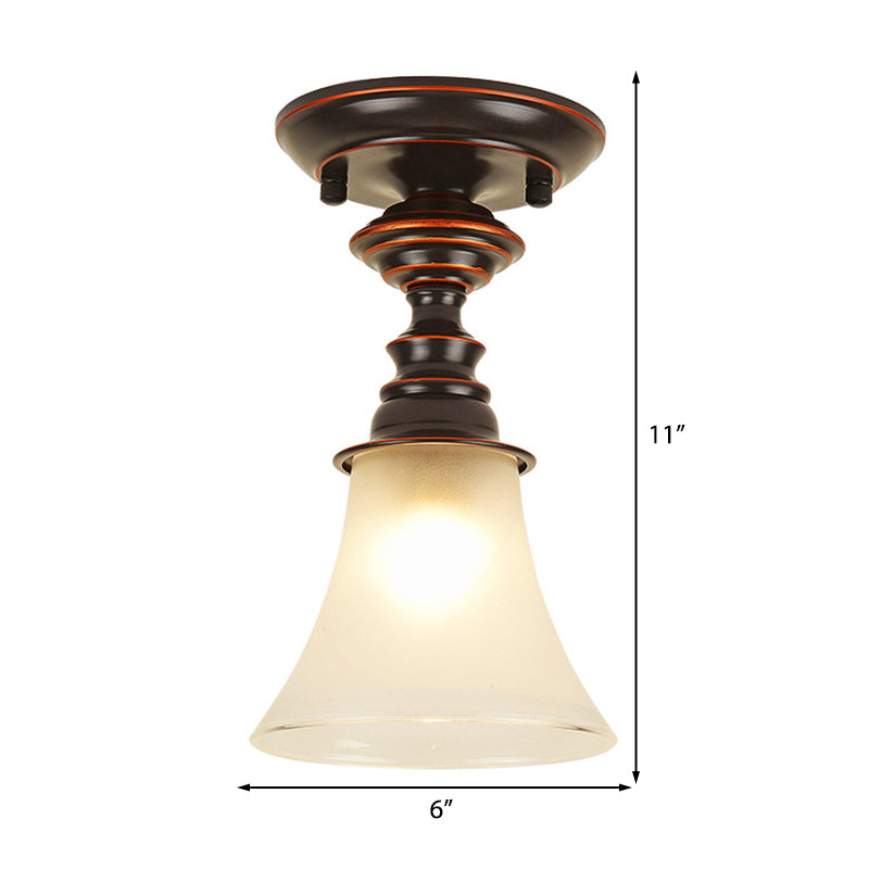 Traditional White Frosted Glass Flush Mount Ceiling Lamp With Bell Design - 1 Light For Living Room