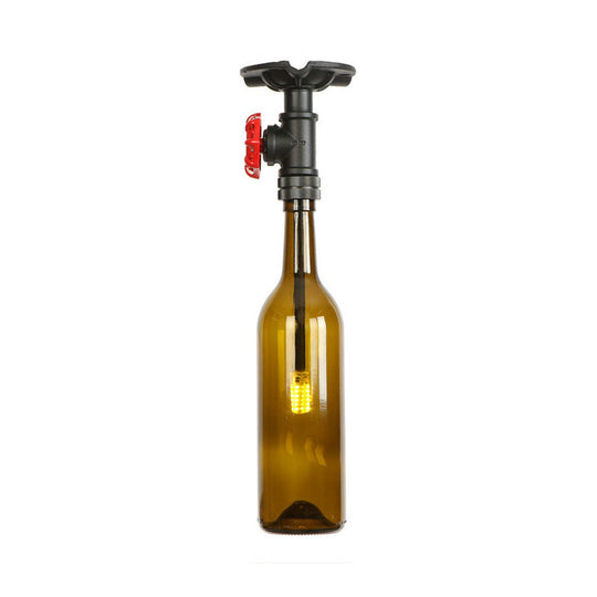 Rustic Single Light Semi Flushmount with Glass Shade - Bottle Design