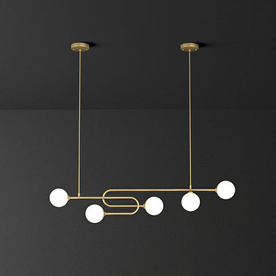 Minimalist U-Shaped Gold Metal Suspension Light With Milky Glass Shade For Dining Room Island 5 /