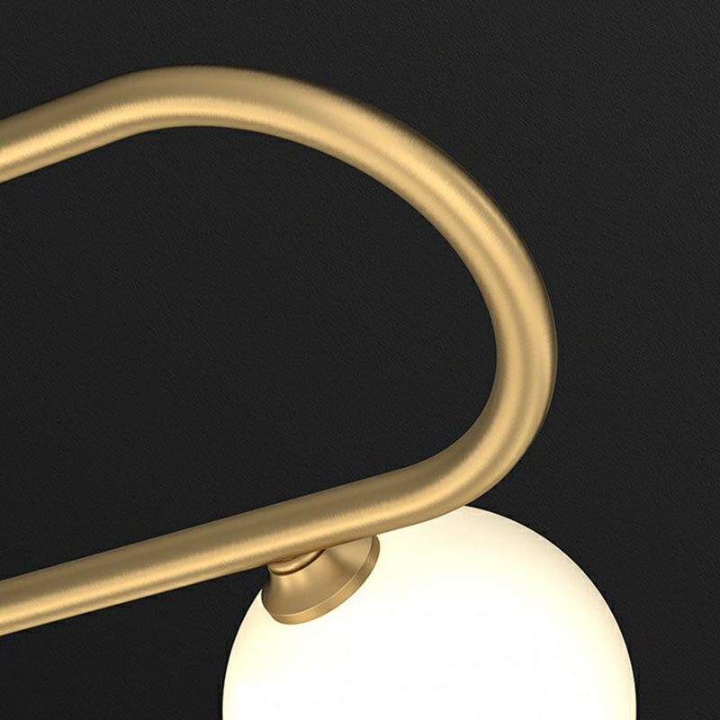 Postmodern Gold Linear Island Pendant Light With Ivory Ball Glass - Led Hanging Lamp