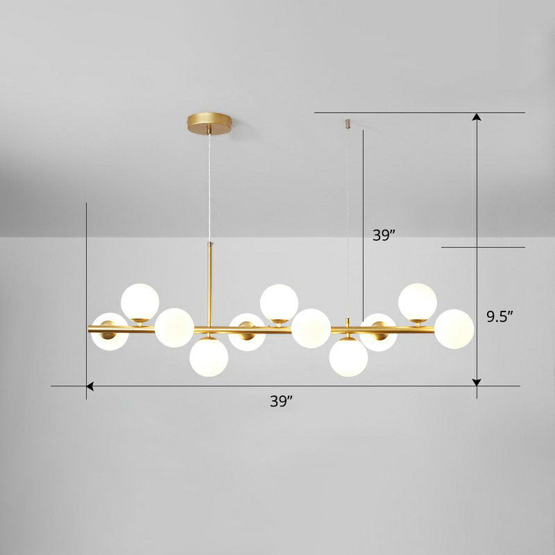 Led Island Pendant Light: Postmodern Glass Bubble Lamp For Dining Room 11 / Gold Milk White