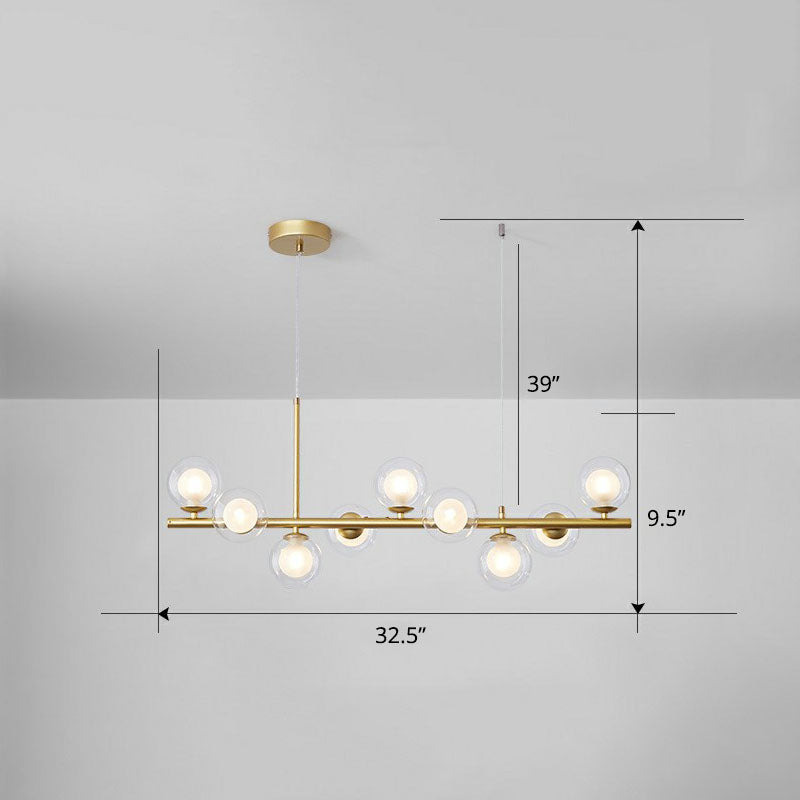 Led Island Pendant Light: Postmodern Glass Bubble Lamp For Dining Room 9 / Gold Clear