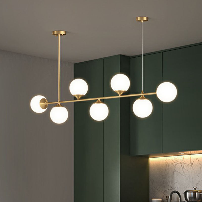 Opaline Glass Ball Pendant Light For Minimalist Dining Room Island