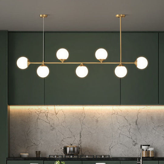 Opaline Glass Ball Pendant Light For Minimalist Dining Room Island