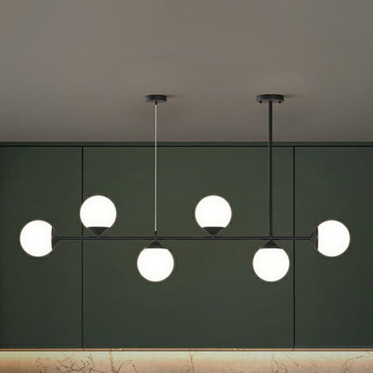 Opaline Glass Ball Pendant Light For Minimalist Dining Room Island 6 / Black