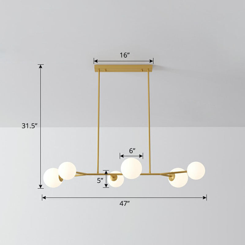 Simplicity Opal Glass Molecular Island Suspension Light For Dining Rooms 6 / Gold