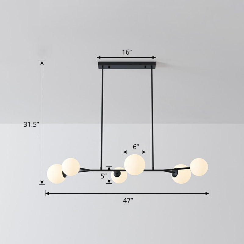 Simplicity Opal Glass Molecular Island Suspension Light For Dining Rooms 6 / Black