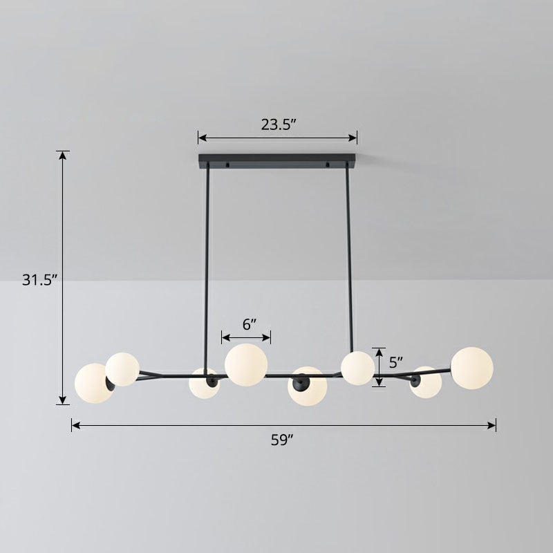 Simplicity Opal Glass Molecular Island Suspension Light For Dining Rooms 8 / Black