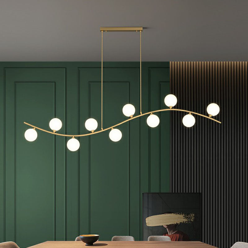 Gold Milk Ball Glass Pendant Lighting For Minimalist Dining Room Island