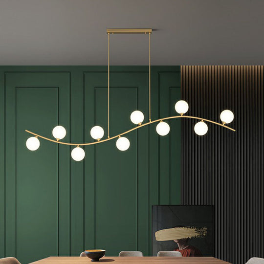 Gold Milk Ball Glass Pendant Lighting For Minimalist Dining Room Island