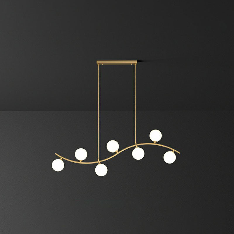 Gold Milk Ball Glass Pendant Lighting For Minimalist Dining Room Island 7 /