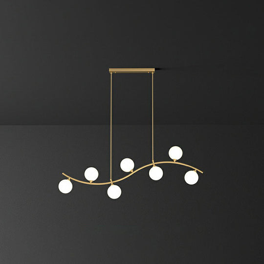 Gold Milk Ball Glass Pendant Lighting For Minimalist Dining Room Island 7 /