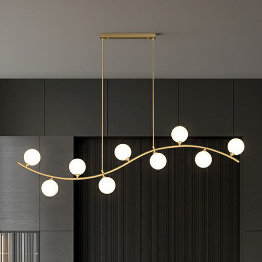 Gold Milk Ball Glass Pendant Lighting For Minimalist Dining Room Island