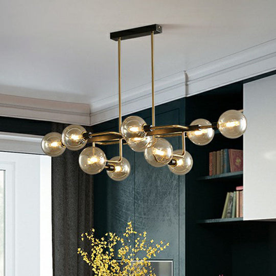 Sputnik Hanging Island Light - Minimalist Glass Ball Pendant For Dining Room