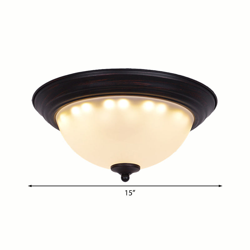 Traditional Black Flush Light Fixture With Frosted Glass Ideal For Living Room Ceiling Lighting -