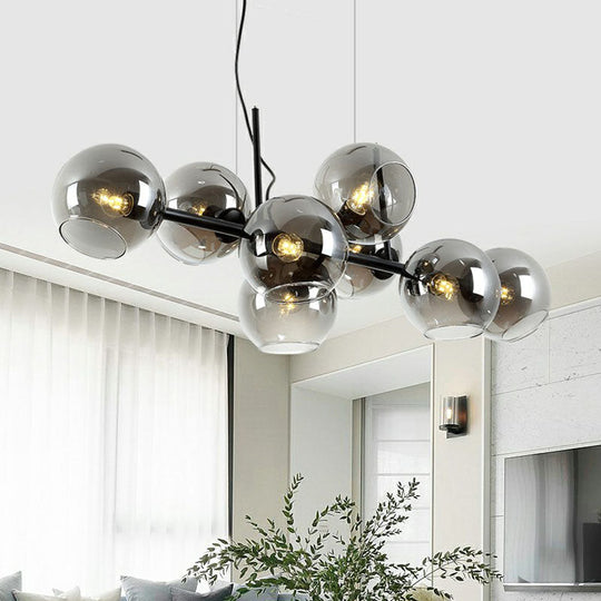 Postmodern 8-Head Glass Island Pendant For Dining Room Lighting