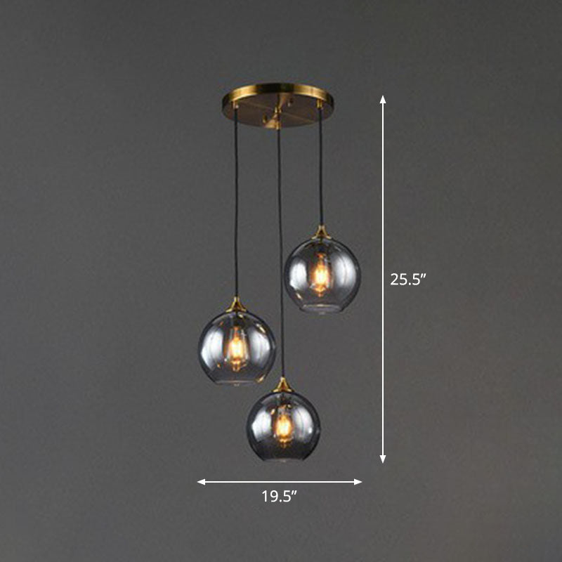 Antiqued Brass Globe Pendant Lamp With Postmodern Design And Glass Shades