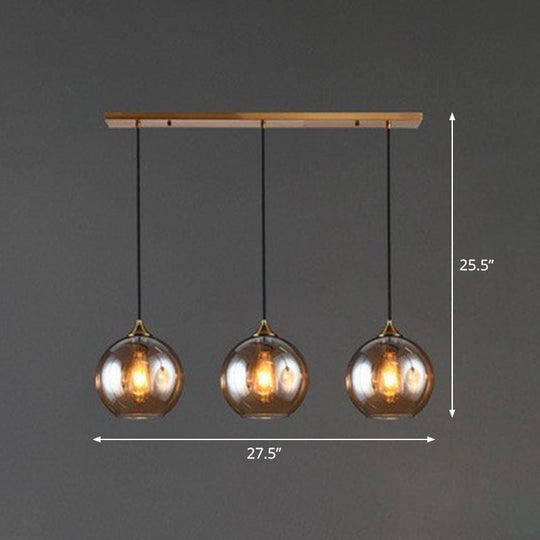 Antiqued Brass Globe Pendant Lamp With Postmodern Design And Glass Shades