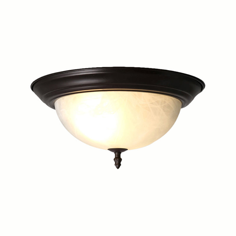 Classic Frosted Glass Flush Mount Lamp - Black/Black And Gold 3-Light Living Room Ceiling Fixture