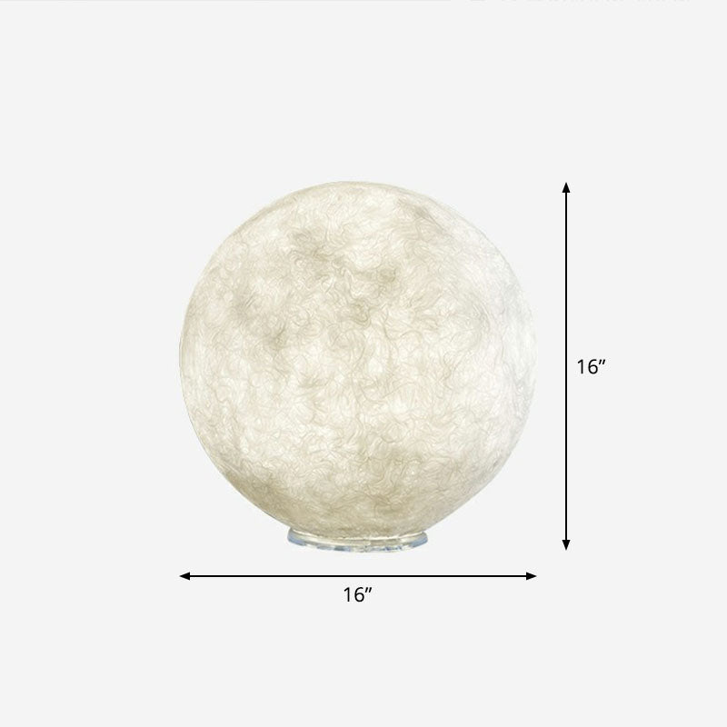 Simplicity Moon Sphere White Nightstand Lamp: Plastic 1-Light Bedroom Table Light / 16