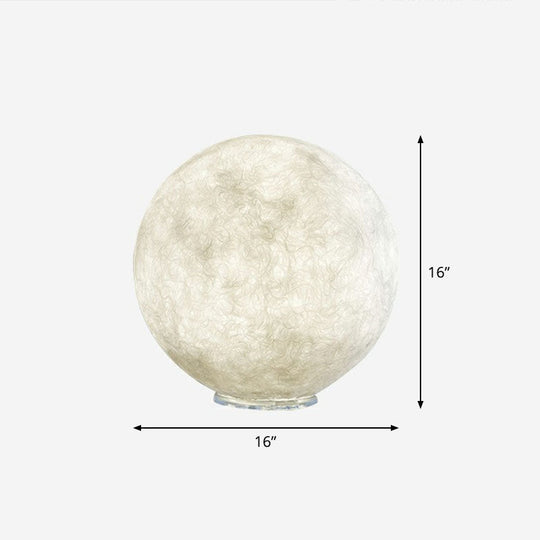 Simplicity Moon Sphere White Nightstand Lamp: Plastic 1-Light Bedroom Table Light / 16