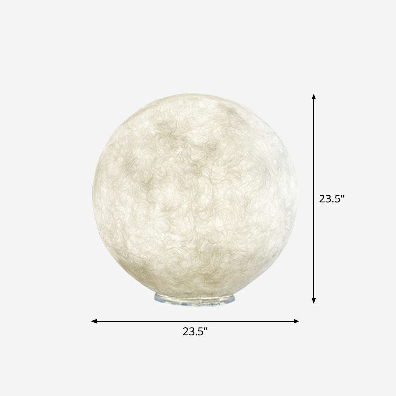 Simplicity Moon Sphere White Nightstand Lamp: Plastic 1-Light Bedroom Table Light / 23.5