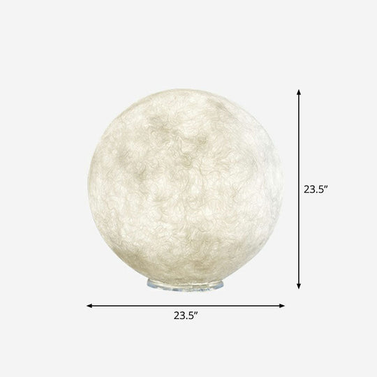 Simplicity Moon Sphere White Nightstand Lamp: Plastic 1-Light Bedroom Table Light / 23.5