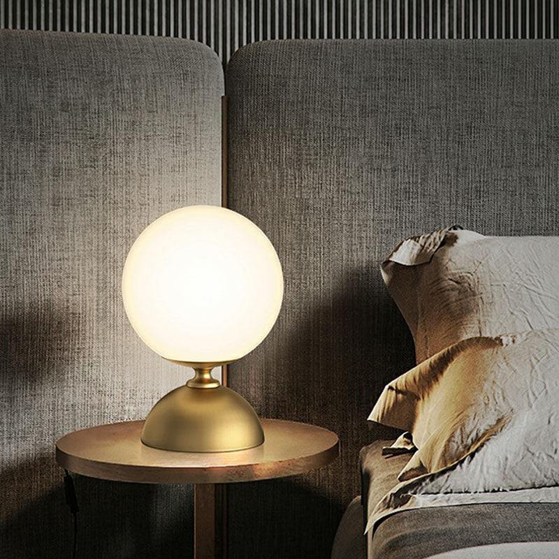 Small Sphere Night Light Glass Table Lamp With Gold Base - Simple And Elegant