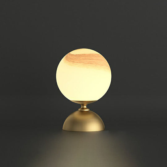 Small Sphere Night Light Glass Table Lamp With Gold Base - Simple And Elegant / B