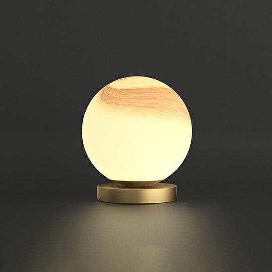 Small Sphere Night Light Glass Table Lamp With Gold Base - Simple And Elegant / D