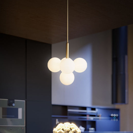 Modern Milk Glass Pendant Chandelier - 5-Light Gold Pendulum Light For Restaurants 5 /