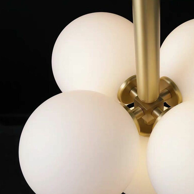 Gold Pendulum Milk Glass Chandelier - Simplicity 5-Light Pendant for Restaurants