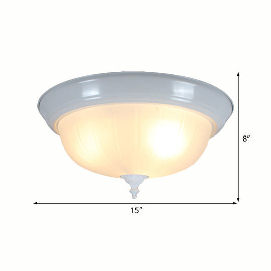 Traditional White Glass Three-Light Flush Mount Ceiling Fixture For Living Room - 13/15/19 Wide