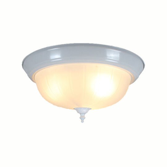 Traditional White Glass Three-Light Flush Mount Ceiling Fixture For Living Room - 13/15/19 Wide