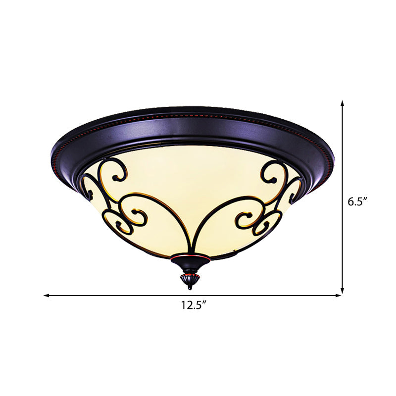 Bowl Bedroom Flush Mount Lamp - Classic Frosted Glass LED Ceiling Light, White - Warm/White Light, 12.5"/19.5" Wide