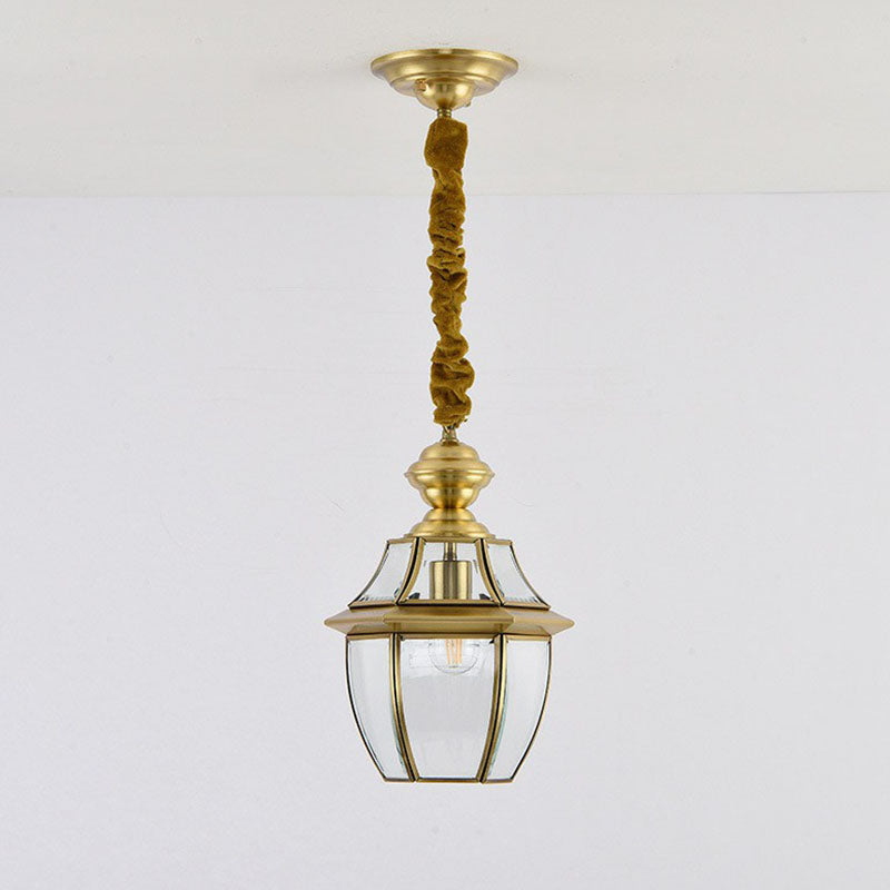 Antique Brass Oval Glass Pendant Light For Dining Room Ceiling