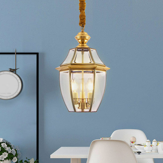 Antique Brass Oval Glass Pendant Light For Dining Room Ceiling