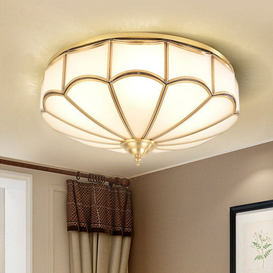 Minimalistic White Glass Flush Mount Ceiling Light Fixture