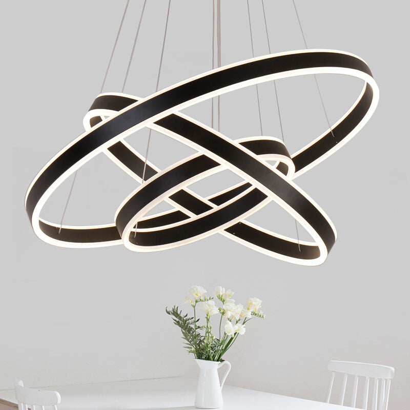 Adjustable Led Pendant Light: Artistic Metal Chandelier For Dining Room In Coffee