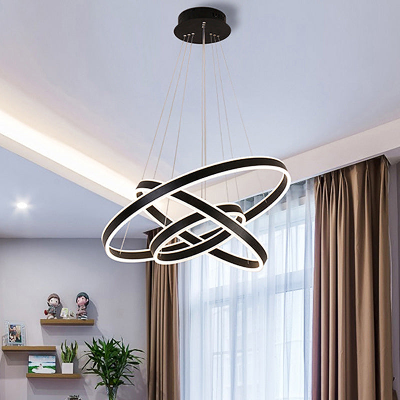 Adjustable Led Pendant Light: Artistic Metal Chandelier For Dining Room In Coffee