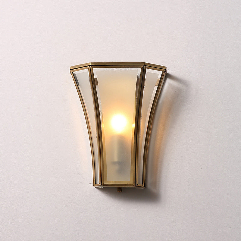 Antique Flared Shade Beveled Glass Wall Light - Single Corridor Lighting Fixture