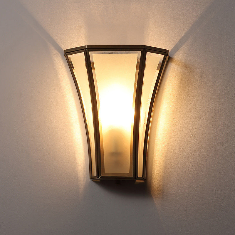 Antique Flared Shade Beveled Glass Wall Light - Single Corridor Lighting Fixture